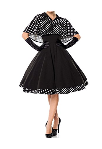 Belsira Damen Swing-Kleid mit Cape im Retro-Style L