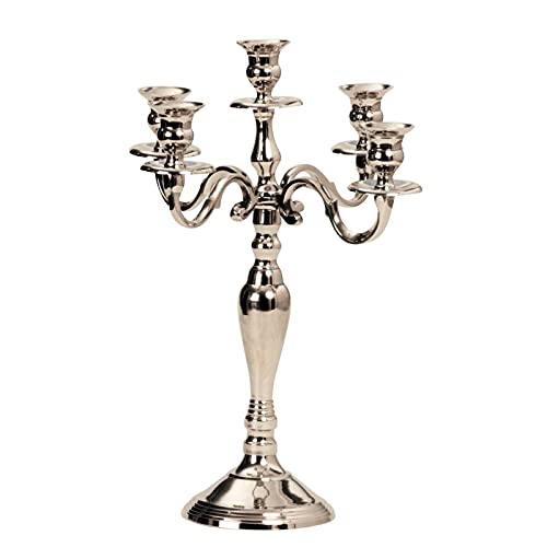Kerzenständer 5-armig Metall Kerzenleuchter 40 cm Silber