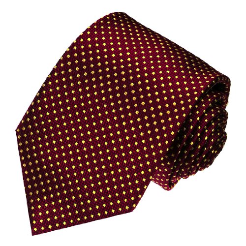 Lorenzo Cana - Handgefertigte Marken Krawatte aus 100% Seide - Rot Rotbraun Punkte Gold - 84115