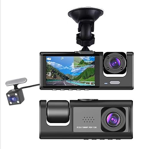 Beausoleil 3 Kamera Dashcam 1080P 2 Bildschirm Dashcam Schwarz Fahrer Recorder für Taxi CAR DVR RüCkfahrkamera Universal