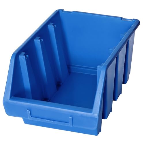 BASIC Sichtlagerkasten 10 Stück | Typ XL - 126 x 170 x 240 mm (HxBxT) | blau | stapelbar |Aufbewahrung von Kleinteilen | inkl. Etikettenfach | Sichtlagerboxen aus schlagfestem Kunststoff