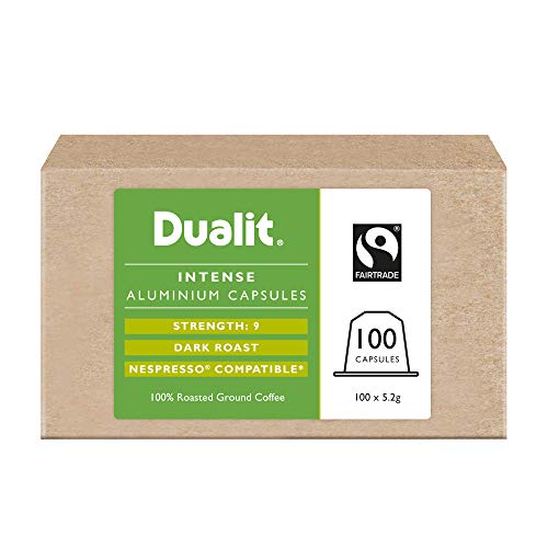 Dualit Intense 100 Nespresso-kompatible Espresso-Kapseln aus Aluminium, 100 Stück, Kaffee