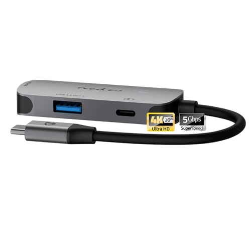 TronicXL USB 3.2 Gen 1 Metall MultiPort Adapter USB-C Stecker - HDMI Ausgang/USB-A Buchse/USB-C Buchse USB-HUB Multi-Port-Adapter 5 Gbps 100W Schnellladen