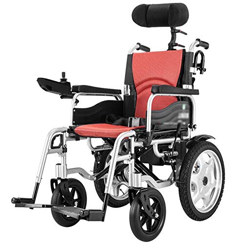 GAXQFEI Elektro-Rollstuhl mit hohen Rückenlehne, Elektro-Rollstuhl, faltbar und tragbaren, mobilem Toilettenstuhl mit Rollen, Sitzbreite 44 cm,