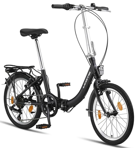 Licorne Bike Fold Premium Klapprad Aluminium 6 Gang Shimano Kettenschaltung Quick-Fold-System Klappfahrrad (V-Bremse, Schwarz/Anthrazit)