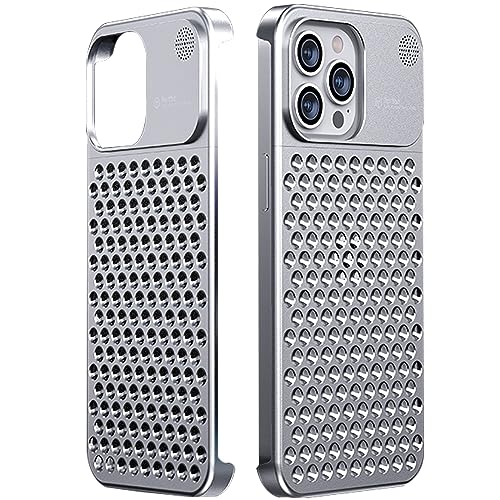 LOXO CASE Rahmenlose Metallhülle für iPhone 12/12 Pro/12 Pro Max, Aluminiumlegierung, 3D-Wärmeableitungslöcher, Kratzfeste Aromatherapie-Hülle,Silver,12