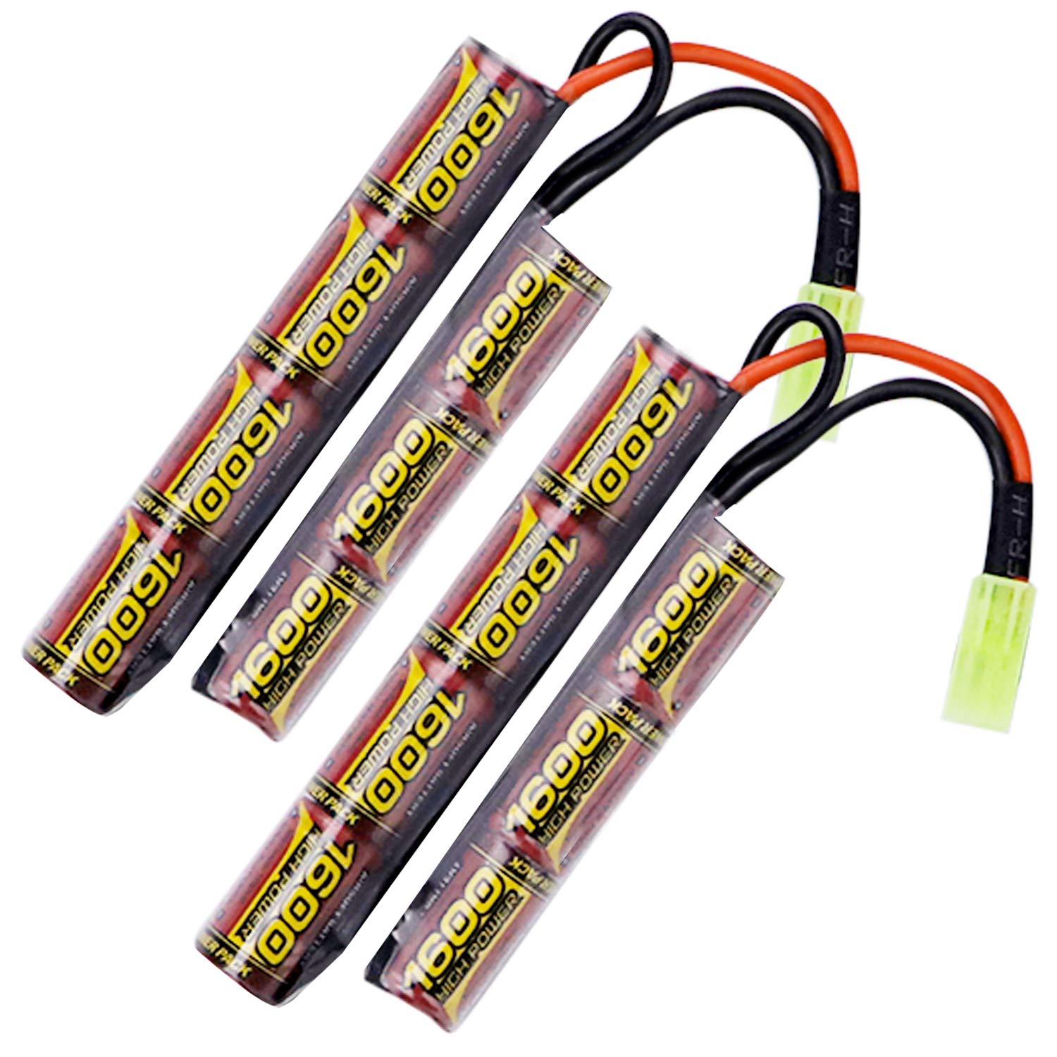 melasta 2 Pack 2/3A 8.4V NiMH Akku 1600mAh Butterfly Nunchuck Airsoft Batterie Akku Pack Kompatibel mit Mini Tamiya-Anschluss für Airsoft-Luftgewehr