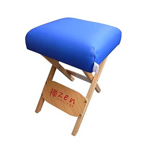 Zen Klapphocker aus Holz - Zubehör für Massageliegen- 48 cm x 33 cm x 33 cm - Hocker für Massagetisch Klappstuhl (Königsblau)