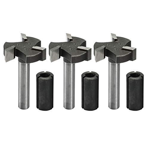 Genmitsu 3 x CNC-Spoilboard-Fräser-Bits mit 3 Nuten, 1/4-Zoll-Schaft, 2,4 cm Schnittdurchmesser, Plattenfräser für Holzbearbeitung, RB03A