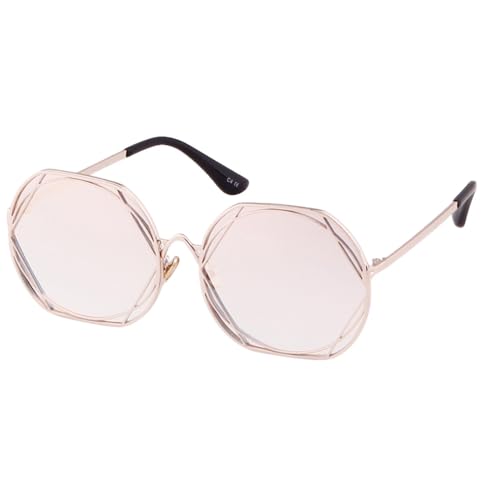 Achteckige Maschendraht-runde Sonnenbrille für Männer und Frauen, Metallrahmen, übergroße Brille, modisch, männlich und weiblich, Sonnenbrille, C2, Einheitsgröße