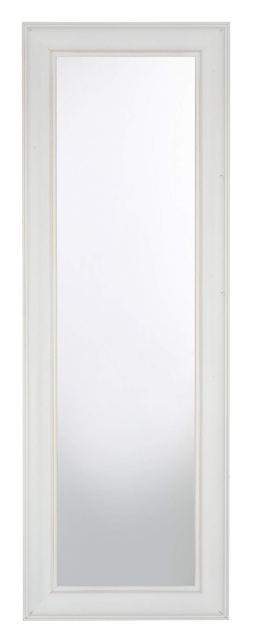 MO.WA Wandspiegel Spiegel Holzspiegel 51x146 Weiss Shabby, klassischer Spiegel Gardenrobenspiegel Landhaus Stil Ganzkörperspiegel Flurspiegel Bodenspiegel