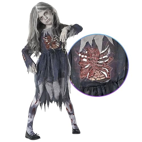 Morph Costumes Zombie Kostüm Mädchen, Halloween Kostüm Kinder, Größe M