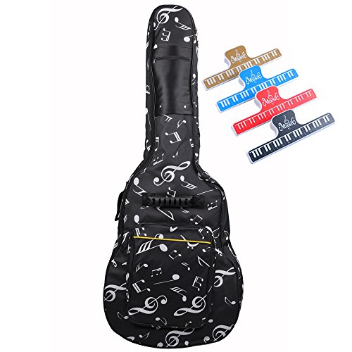 NUZAMAS Gitarren-Tragetasche gepolstert, Oxford, passend für Gitarren der Größe 99,10,1 cm, 104,1 cm, doppelt verstellbare Schultergurte, große Tasche und 4 Klammern für Tastaturbuchseiten.