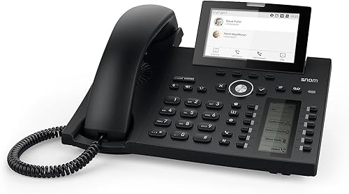 Snom D385N IP Telefon, SIP Tischtelefon, 4,3" TFT-Farbdisplay 480 x 272 Pixel, 12 SIP-Identitäten, Sensorhakenschalter,USB, 48 selbstbeschriftende Schlüssel (12 physische), Schwarz, 00004600