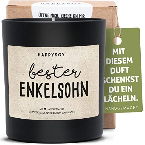 Geschenk für Enkel Duftkerze im Glas mit Spruch aus Soja - natürlich handgemacht nachhaltig - schöne persönliche Geschenkidee bester Enkelsohn Danke sagen Dankeschön Geburtstagsgeschenk