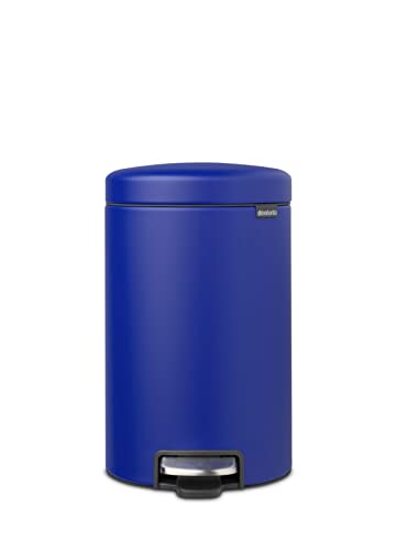 Brabantia NewIcon Treteimer, 12 Liter, sanft schließend, Kunststoff-Inneneimer – Mineral Powerful Blue