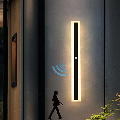 HMAKGG LED Wandlampe mit Bewegungsmelder Außen/Innen, Ip65 Wasserdicht Außenwandleuchte Schwarz, Lange Wandleuchte für Villa, Gärten, Terrassen, Anthrazit, Warmweiß,40W/120CM