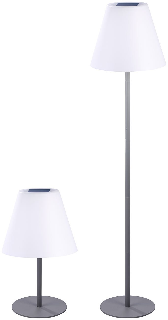 Lunartec Stehlampe ohne Kabel: Kabellose Solar-LED-Tisch- & Stehleuchte, 1,6 W, 50 lm, IP44 (Akku Stehlampe, Schnurlose Stehlampe, Schreibtisch Steckdose)