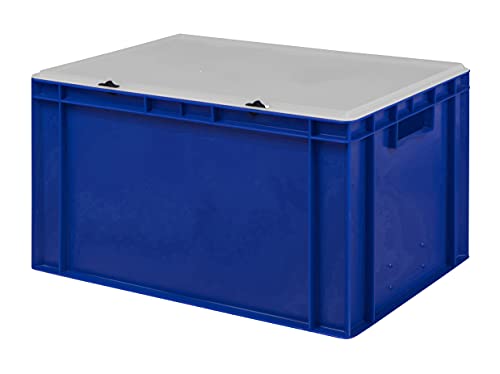 Design Eurobox Stapelbox Lagerbehälter Kunststoffbox in 5 Farben und 16 Größen mit transparentem Deckel (matt) (blau, 60x40x33 cm)