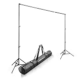 Walimex pro Teleskop Hintergrundsystem L 120-307 cm - stabiles Fotohintergrund System für Studio & Mobil I für Fotografie, Video & Green Screen I für Leinwände aus Papier & Stoff I Höhe 102-256cm