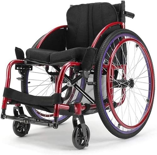 KK-GGL Selbstantrieber Rollstuhl Für Erwachsene, Leichte Sportradstühle Für Behinderte Athleten, Faltende Aluminium-Selbstfahrer-Rollstuhl, Transit-Reise-Rollstuhl Mit Handbremse, Schwarz