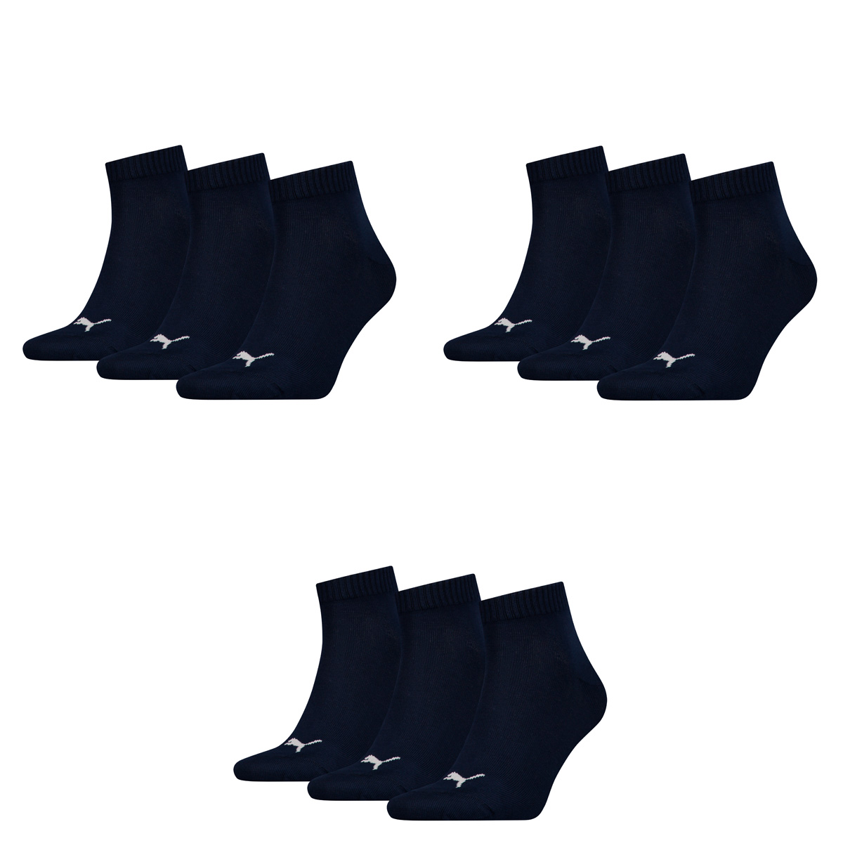 Puma 6 Paar Unisex Quarter Socken Sneaker Gr. 35-49 für Damen Herren Füßlinge, Farbe:321 - navy, Socken & Strümpfe:47-49
