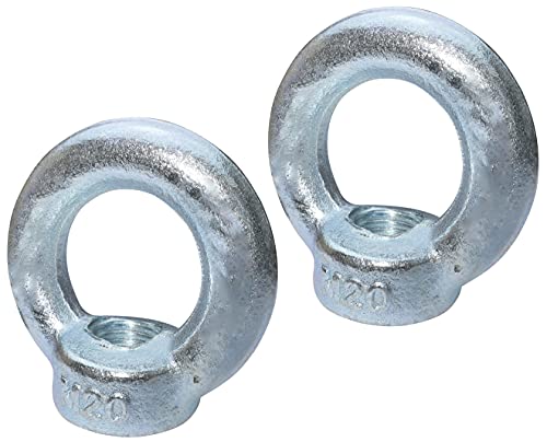 AERZETIX - C49736 - Satz von 2 - Ringmutter - M20 - Ring Kranösen - verzinkter Stahl - Metrisches Gewinde - DIN 582-1200kg - Farbe Silber