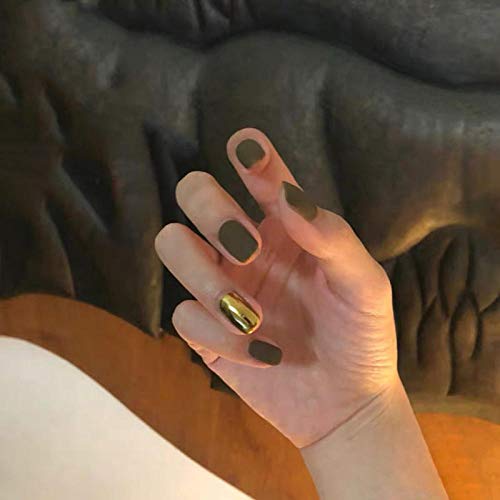 Mattgrün und Gold einfarbige künstliche Nägel Französische Damen volle Nagelspitzen elegante süße künstliche Nägel japanische kurze Größe