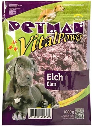 Petman Vital Power Elch, 6 x 1000g-Beutel, Tiefkühlfutter, gesunde, natürliche Ernährung für Hunde, Hundefutter, BARF, B.A.R.F.