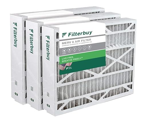 Filterbuy Luftfilter MERV 8 Staubschutz (3er-Pack), plissierter HVAC-Ofen, Luftfilter, Ersatz für Trane, perfekte Passform (tatsächliche Größe: 50,8 x 59,9 x 12,9 cm)