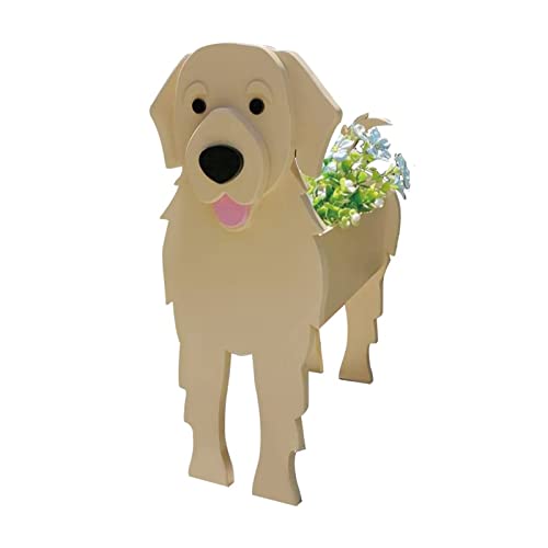 LIBOOI Hund Pflanzgefäß, Tier Blume Übertopf Topf für Pflanzen im Freien, Golden Retriever Geschenke Frauen Männer Liebhaber, Handgemachte Aufbewahrungsbehälter Pflanzgefäße Garten Dekoration Kaktus