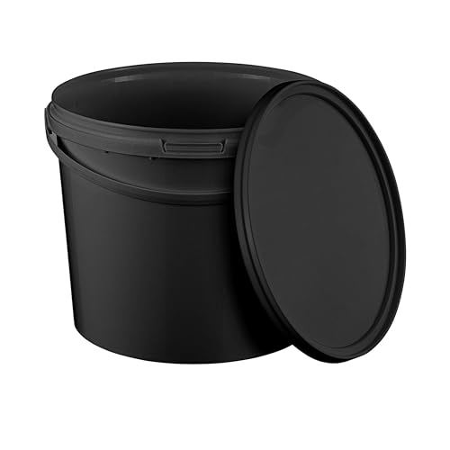 BenBow Eimer mit Deckel 5l schwarz 100x 5 Liter - lebensmittelecht, stabil, luftdicht, auslaufsicher, geruchsneutral - Aufbewahrungsbehälter aus Kunststoff, mit Henkel - leer