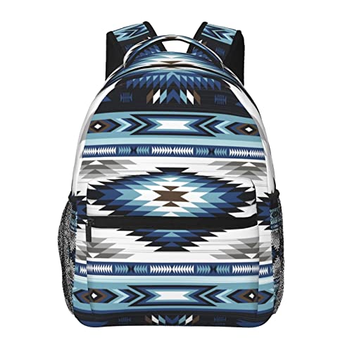 Rucksack für Männer Frauen, 15-Zoll-Laptop-Rucksack, Business-Computertasche, Reisetasche, blaues Tribal-Navajo-Muster, aztekisch, abstrakt, ethnisch, großer Tagesrucksack, Weekender-Tasche, Geschenk