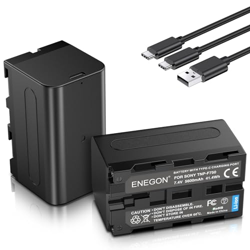 ENEGON NP-F750 USB-C Direktladefähige Ersatzakkus 5600mAh (Doppelpack) für NP-F750,kompatibel mit Sony CCD-TRV815,DCR-TRV9,CCD-TR3,CCD-TRV82,DCR-TRV900,CCD-TR3000,CCD-TRV85,DCR-VX200,CCD-TR3300