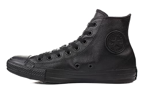 Converse Chucks Taylor All Star Hi Leder, Unisex - Erwachsene Sneaker, Schwarz (Black Mono 001), 42.5 EU
