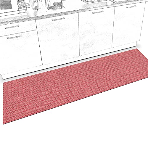 ANRO Läufer Teppich-Läufer Flur Küchenläufer rutschfest waschbar Teppichläufer Küchenteppich anpassbar Itaca Rot 200x50cm bis 5m Länge