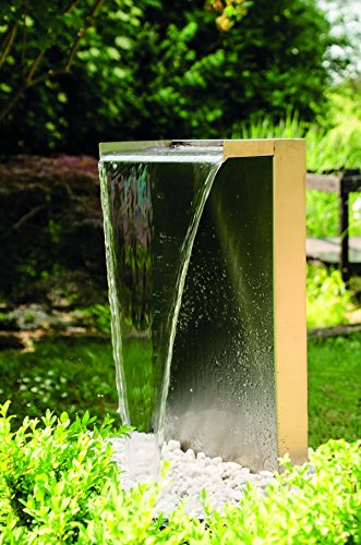 KÖHKO® Wasserfall Kobra aus Edelstahl 23006 Gartenbrunnen mit LED-Beleuchtung