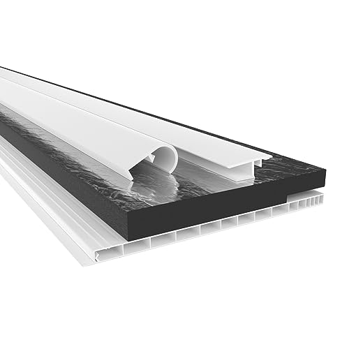 HEXIM PVC Rollladenkastendeckel Komplettset, Rollladenkastendeckel, Aufnahmeprofil & Rollladentraverse, Länge: 1000-2000mm, Breite: 120-320mm, Deckel Jalousie (195mm x 1,4 Meter)
