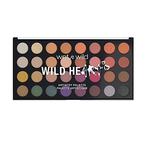 Wet n Wild Wild Heart Artistry Palette, 32-teiliges Make-up-Set, hochpigmentierte matte und glitzernde Oberflächen, lebendige Puderpigmente, mischbar und baubar (1114215)