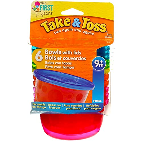 First Years Y1032v 8 Ounce Take and Toss Bowls With Lids 4 Packs of 6 Bowls by The First Years