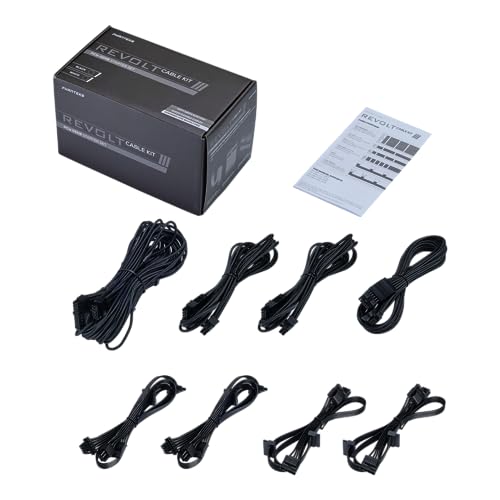 Phanteks Revolt Kabel-Set, PCIe Gen 5, 16AWG, Geflochtene Kabel, Kupferverkabelung, Starter Kabel-Kit, Schwarz