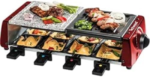 Techwood TRGP-885 Raclette-Grillplatte, 1200 W, inkl. 8 Pfännchen, Rot