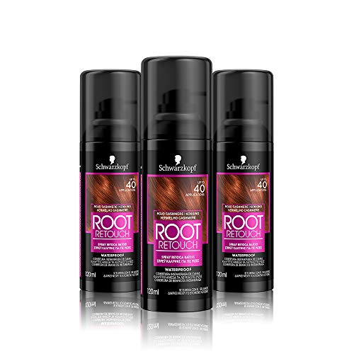 Schwarzkopf Root Retoucher Spray Wurzeln, 3 x 120 ml, vorübergehende Färbung für graue Haare, Wurzelspülung zur Verschleierung des Wurzeleffekts, Kaschmirrot