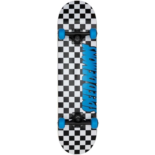 Speed Unisex – Erwachsene Demons Skateboard, Checkers Blue, 7.75"