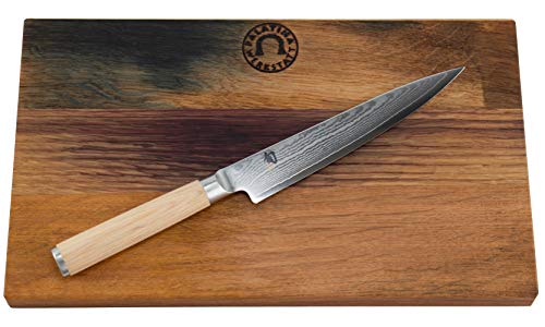 Kai Shun Classic White | DM-0701 W | Klinge 15 cm | ultrascharfes Japanisches Allzweckmesser aus Damaststahl | + großes Schneidebrett aus Eiche, 30x18 cm | VK: 169,- €