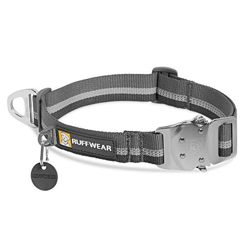 Ruffwear Top Rope Hundehalsband, Reflektierendes Halsband mit Metallschnalle für den Täglichen Gebrauch, Granitgrau, 36-51 cm