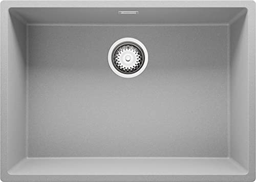 Spülbecken Grau 66x47 cm, Granitspüle + Ablauf-Set, Küchenspüle für 70er Unterschrank, Einbauspüle von Primagran