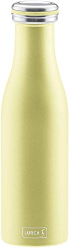 Lurch 240942 Isolierflasche / Thermoflasche für heiße und kalte Getränke aus doppelwandigem Edelstahl, 0,5l, pearl yellow