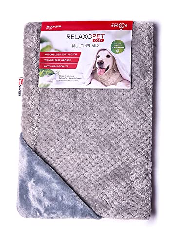 RelaxoPet Cosy, Multi-Plaid Hunde- und Katzendecke mit original Duft-Tresor, Decke für Hunde und Katzen, 65 x 95 cm