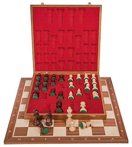 Square - Pro Schach Set Nr. 6 - Mahagoni LUX - Schachbrett + Schachfiguren Staunton 6 + Kasten Lux - Schachspiel aus Holz